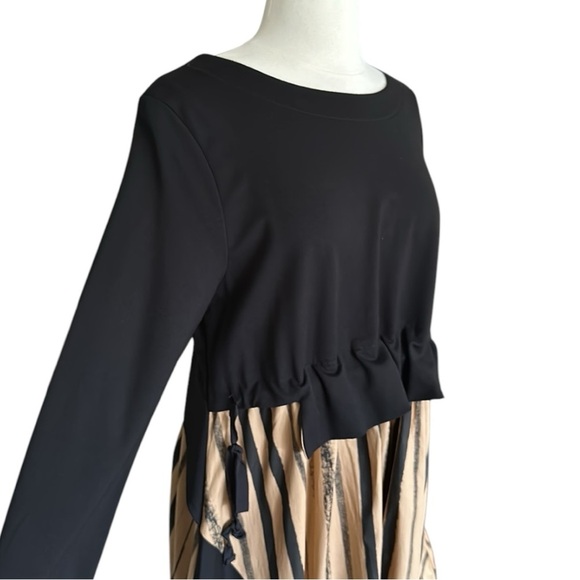 SIMPLY VANITE Lagenlook MIDI Dress Neutral Relaxed Fit Artistic Artsy Layer Look - Picture 4 of 16